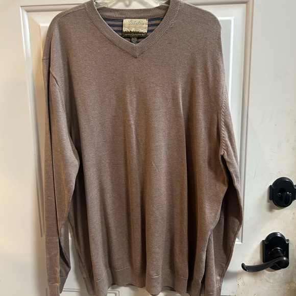 New Cabela's Tan V-Neck Cotton Sweater for Men Sz XL